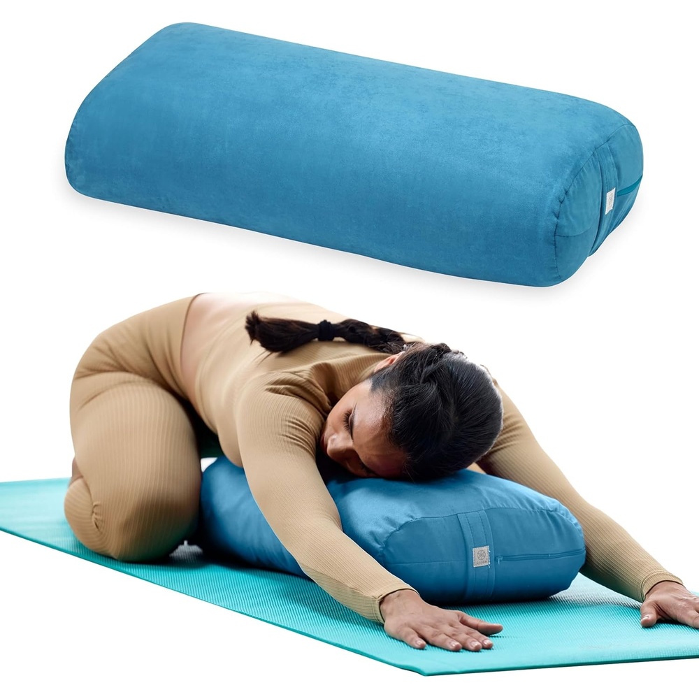 image:imageGaiam Yoga Bolster Pillow Supportive Cushion for Restorative Yoga Firm cottonfilled bolster supports stretching amp restorative poses Carry handle washable cover yoga propTeal
