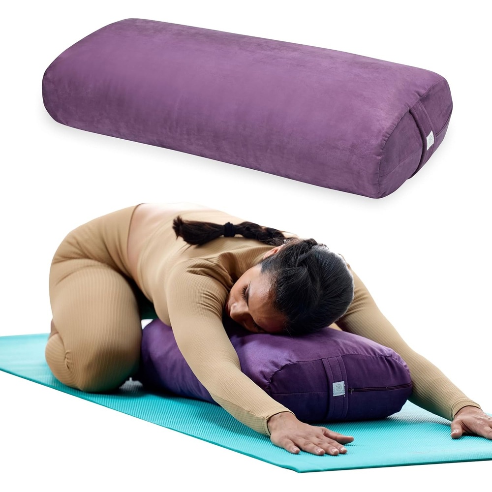 image:imageGaiam Yoga Bolster Pillow Supportive Cushion for Restorative Yoga Firm cottonfilled bolster supports stretching amp restorative poses Carry handle washable cover yoga propPurple