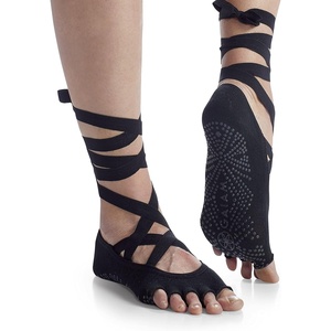 Gaiam Yoga Socks – Premium Studio Non Slip Sticky Grip Accessories for Women & Men(Black/Grey (Lace-up))