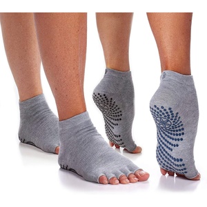 Gaiam Yoga Socks – Toeless Grippy Non Slip Sticky Grip Accessories for Women & Men(Indigo/Black (2-pack))