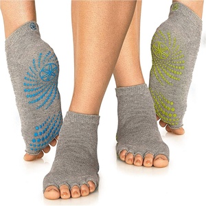 Gaiam Yoga Socks – Toeless Grippy Non Slip Sticky Grip Accessories for Women & Men(Yellow/Blue (2-pack))