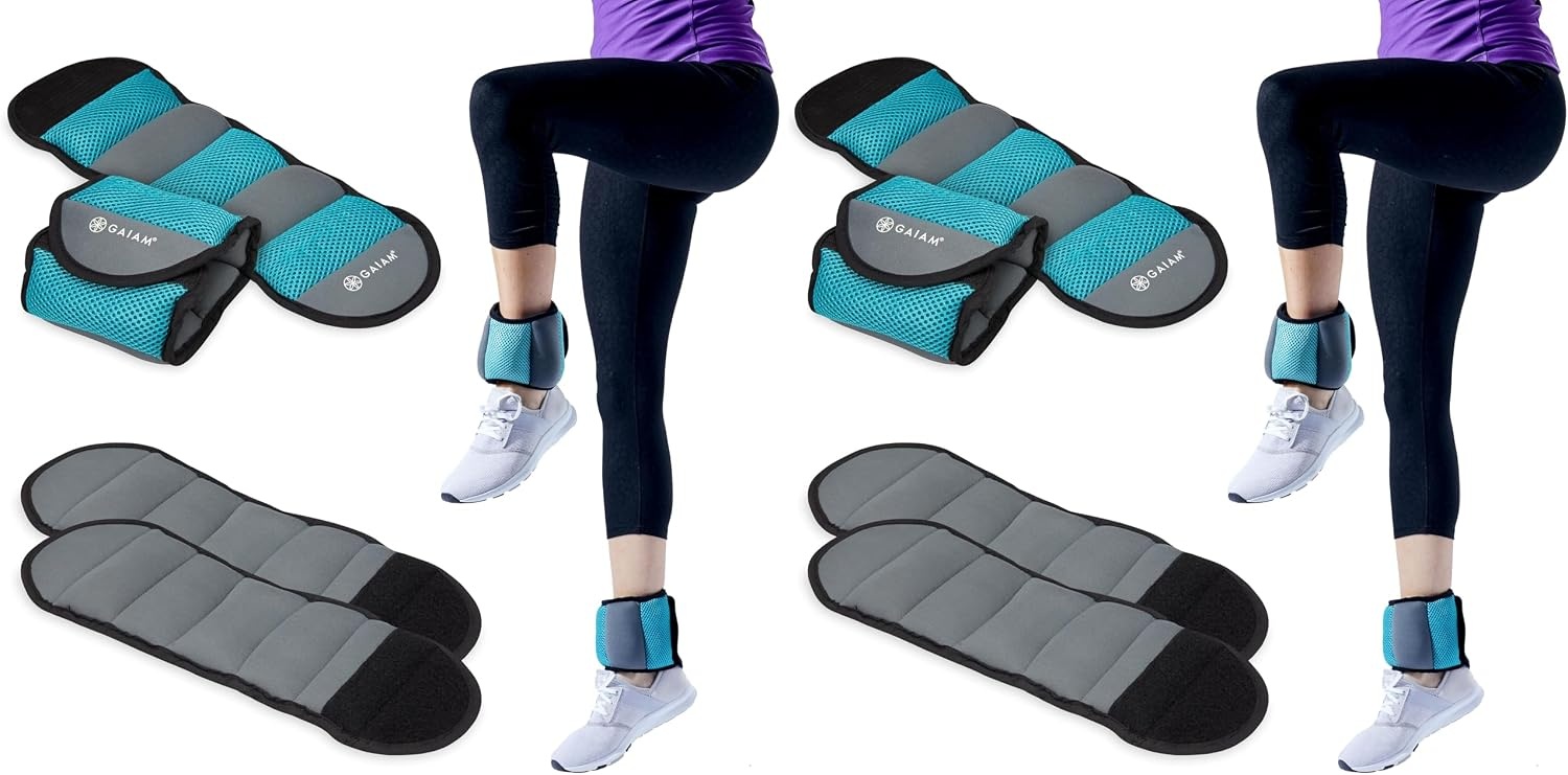 image:imageGaiam Ankle Weights Wearable Bracelet to Strengthen Tone amp Sculpt Adjustable Ankle Weights for Women amp Men for Yoga Dance Pilates Barre Cardio Home amp Gym UseSoft Teal