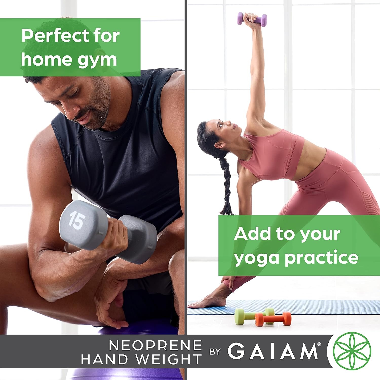 image:imageGaiam Dumbbell Hand Weight Sold in Singles Neoprene Coated Exercise amp Fitness Dumbbell for Home Gym Workouts and Strength Training Free Weights for Women and Men8lb