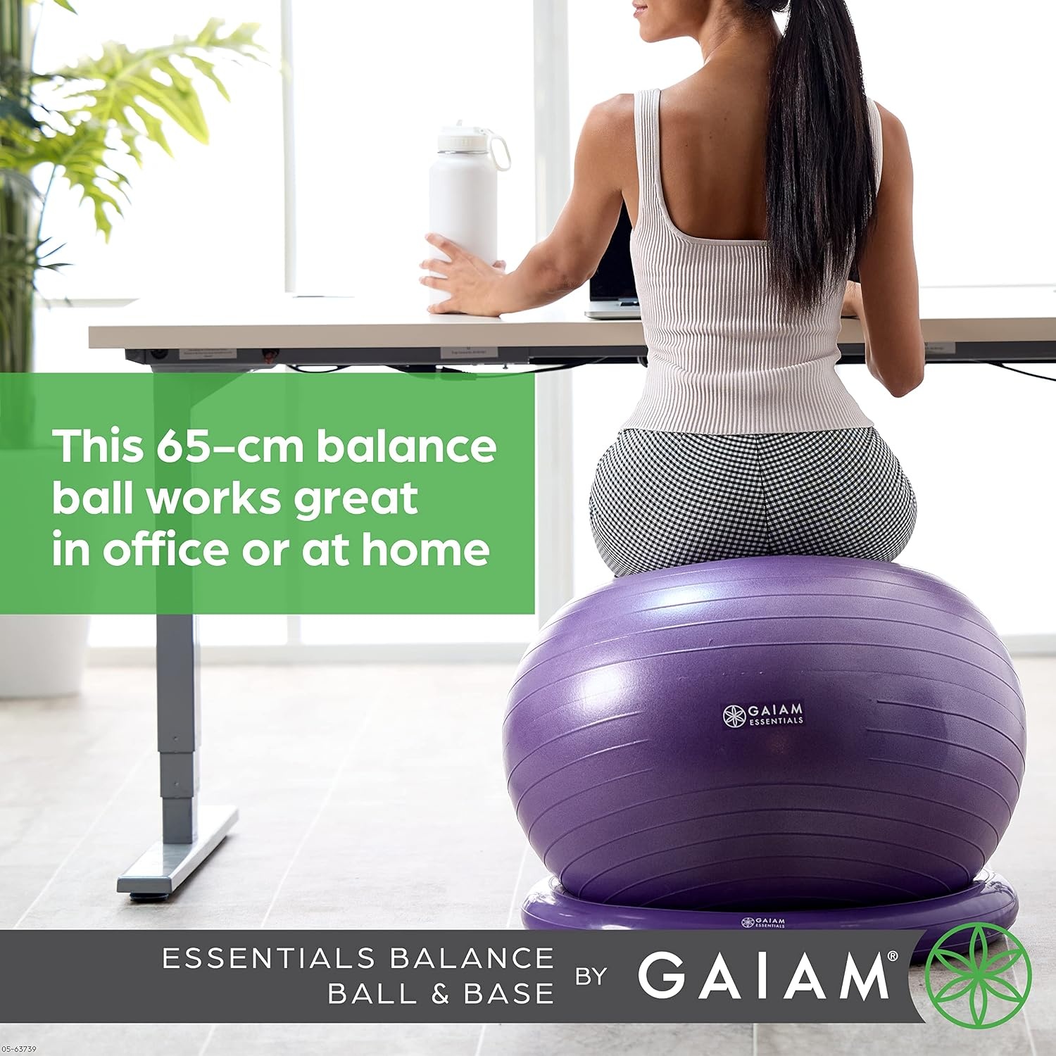 image:imageGaiam Essentials Balance Ball amp Base Kit Yoga Ball Chair Exercise Ball with Inflatable Ring Base for Home or Office Desk Includes Air PumpGrey