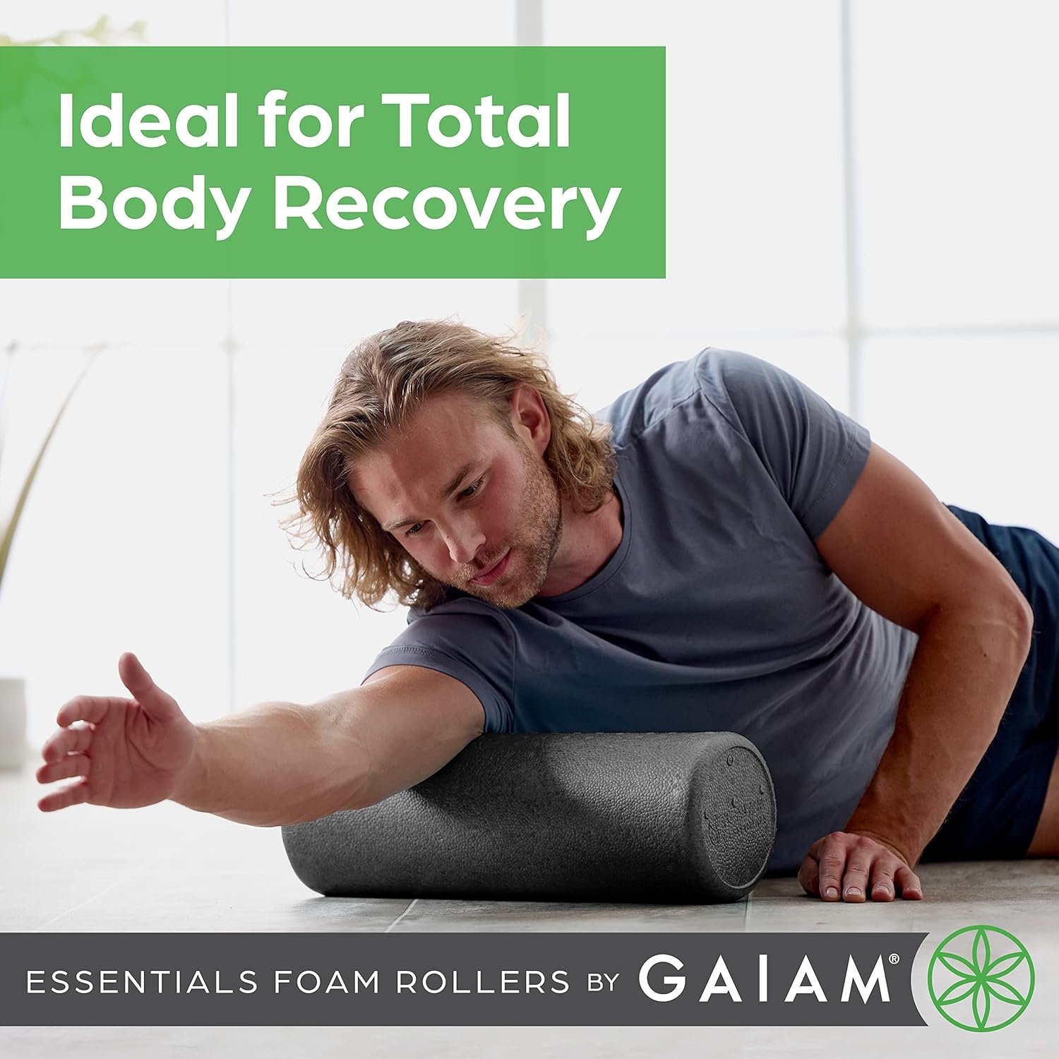 image:imageGaiam Essentials Foam Roller High Density Firm Deep Tissue Muscle Massager for Back Pain amp Sore Muscles18 Inch Teal