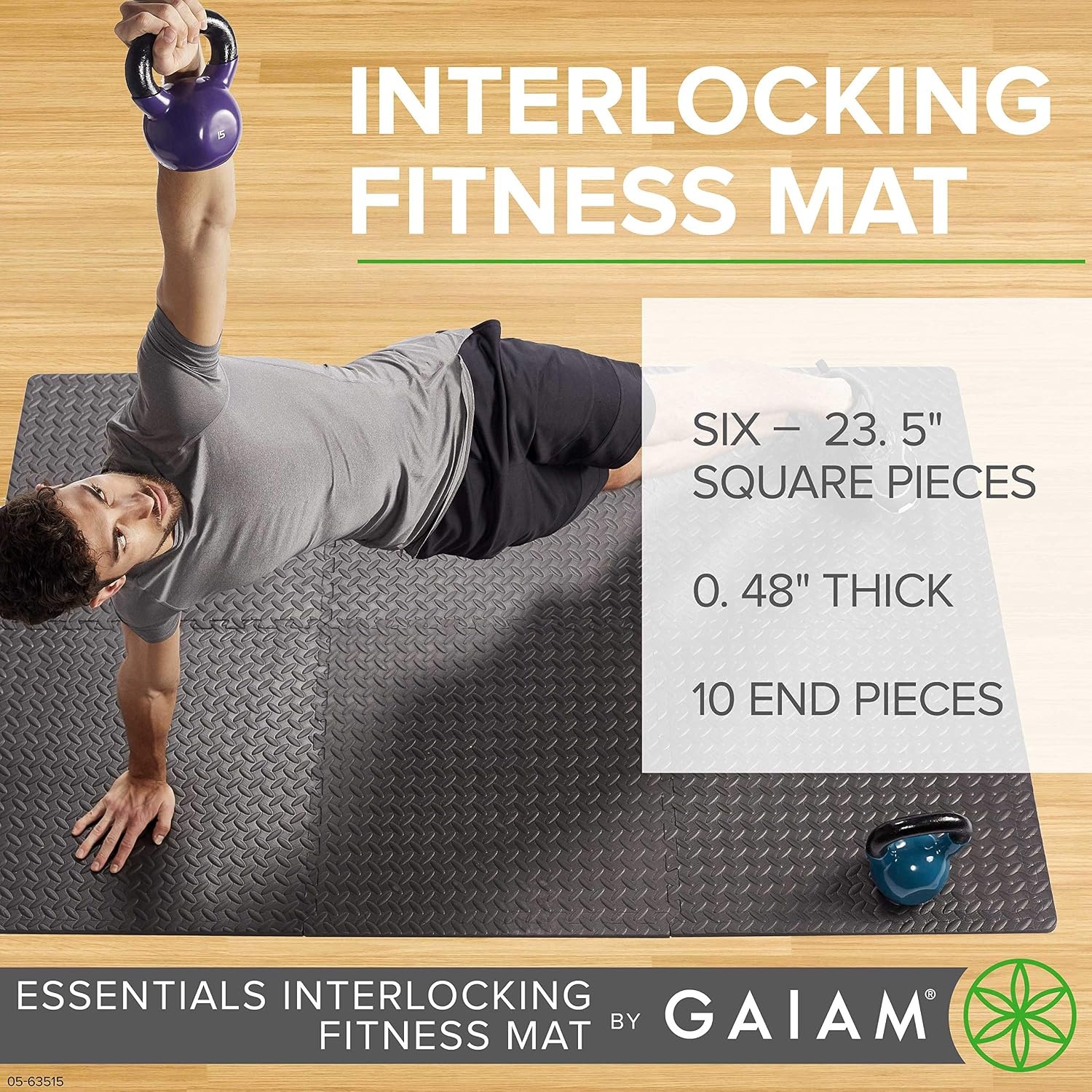 image:imageGaiam Essentials Interlocking Foam Exercise Mat Tiles Interlocking EVA Foam Tiles Cushioned Surface NonSlip Home Gym Fitness amp Floor Workouts Easy Assembly