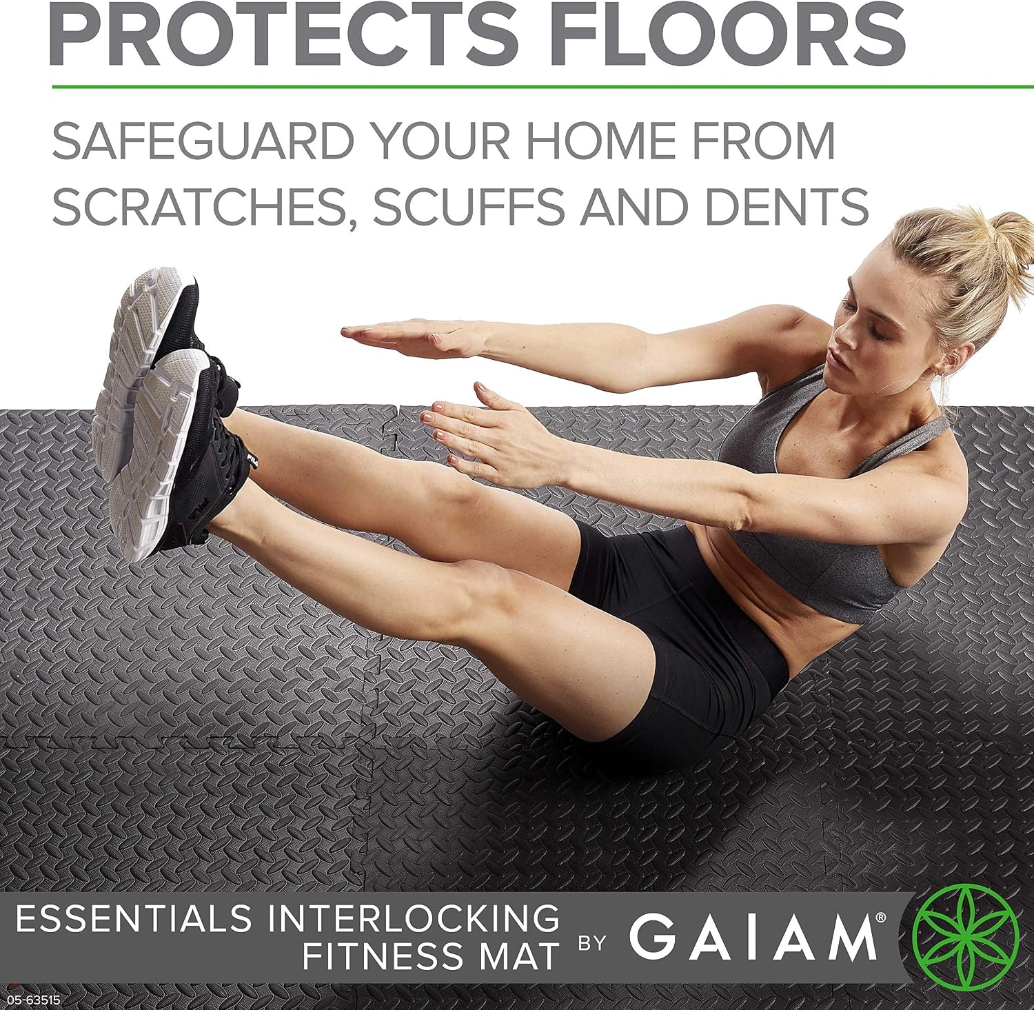 image:imageGaiam Essentials Interlocking Foam Exercise Mat Tiles Interlocking EVA Foam Tiles Cushioned Surface NonSlip Home Gym Fitness amp Floor Workouts Easy Assembly