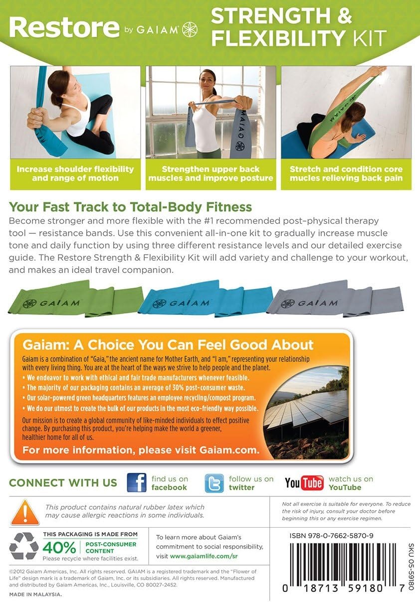 image:imageGaiam Restore Strength and Flexibility Resistance Band Kit SetAssorted