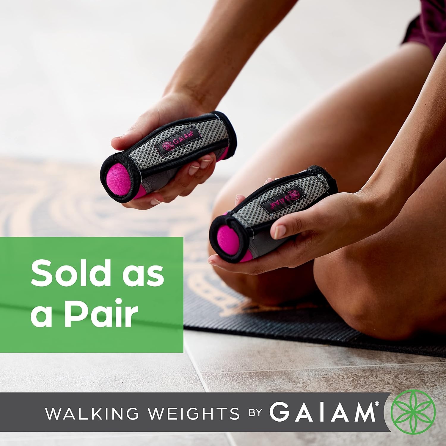 image:imageGaiam Soft Walking Hand Weights with Strap 4lb Set Women Men Ergonomic Hand Strap Soft Shell Walking Running amp Aerobics 2 x 2lb Weights LowImpact TrainingPurple