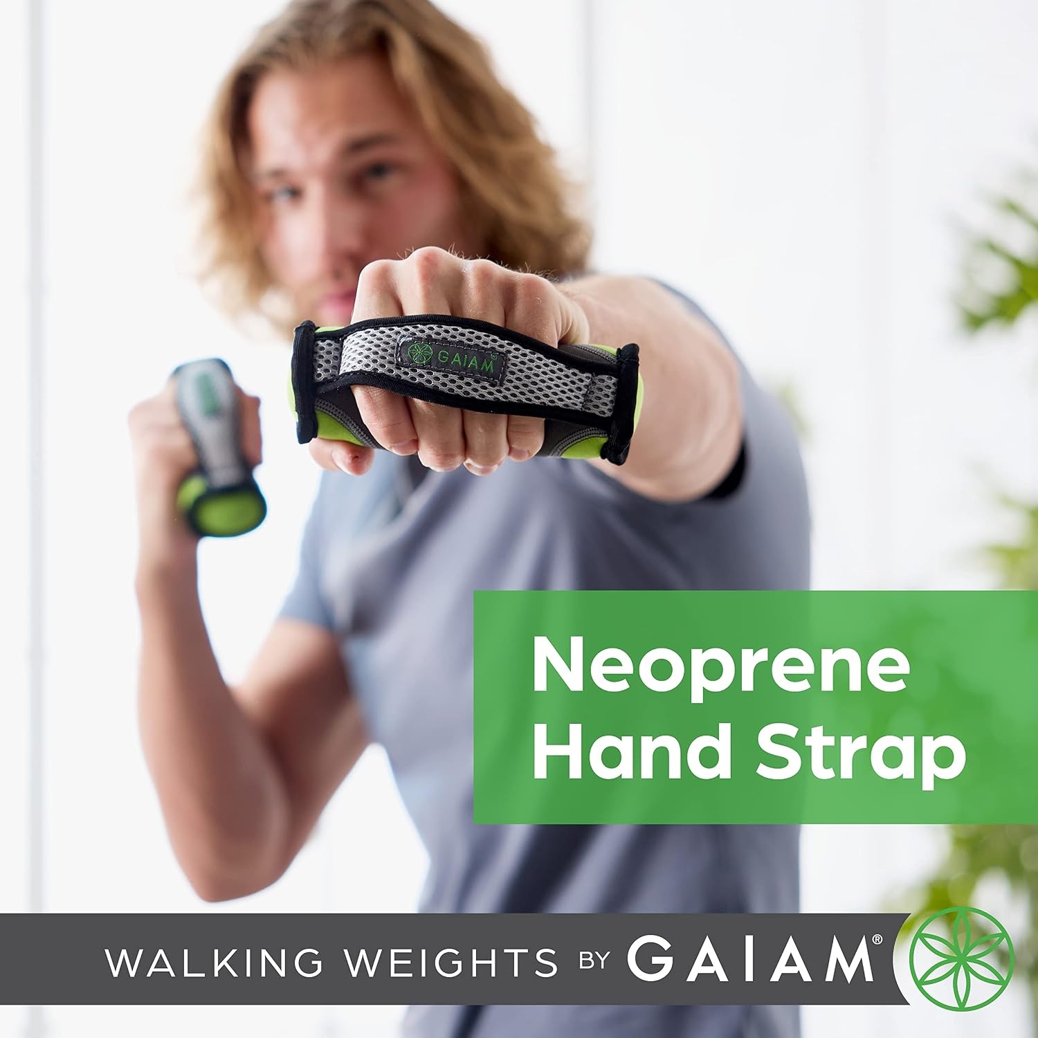 image:imageGaiam Soft Walking Hand Weights with Strap 4lb Set Women Men Ergonomic Hand Strap Soft Shell Walking Running amp Aerobics 2 x 2lb Weights LowImpact TrainingLime