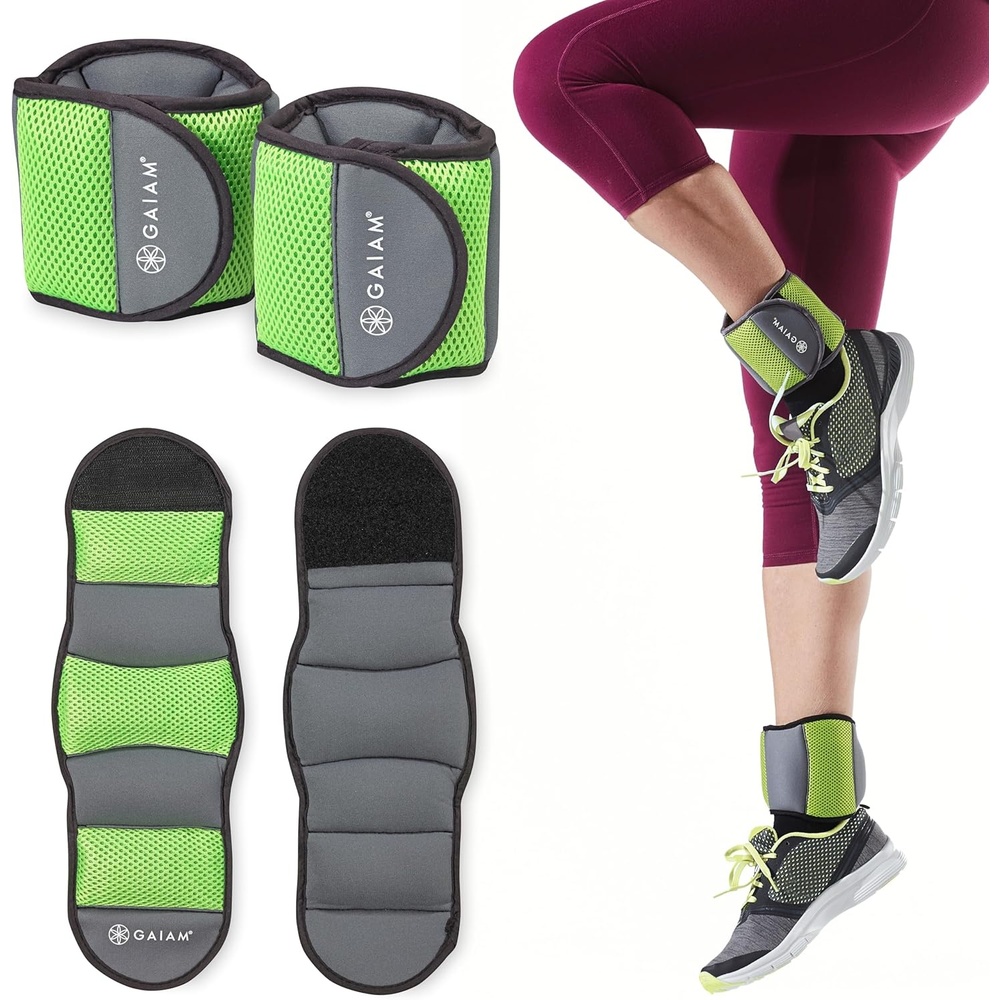 image:imageGaiam Ankle Weights Wearable Bracelet to Strengthen Tone amp Sculpt Adjustable Ankle Weights for Women amp Men for Yoga Dance Pilates Barre Cardio Home amp Gym UseSoft Lime