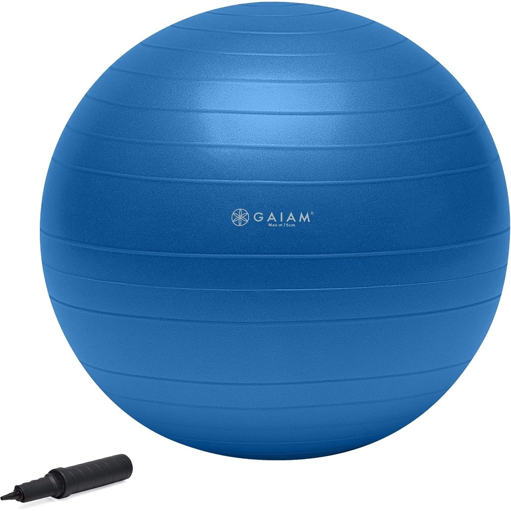 image:imageGaiam Balance Ball Kit AntiBurst Stability Ball with Pump 55cm AntiBurst Ball Textured Grip Surface Air Pump Included Core amp Stability Training Home UseBlue