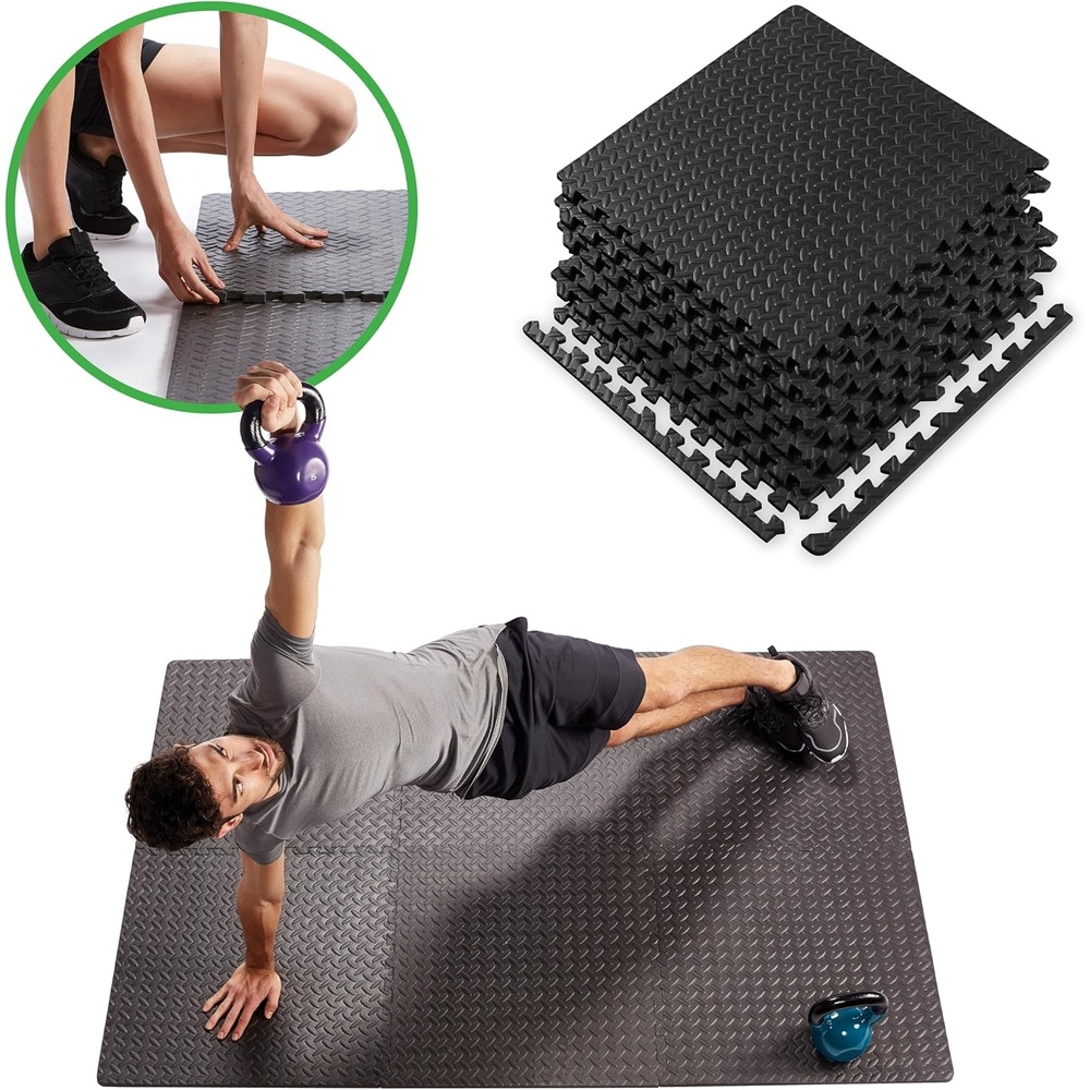 image:imageGaiam Essentials Interlocking Foam Exercise Mat Tiles Interlocking EVA Foam Tiles Cushioned Surface NonSlip Home Gym Fitness amp Floor Workouts Easy Assembly