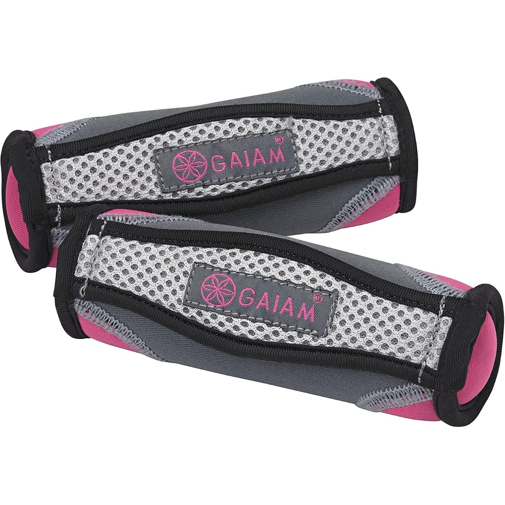 image:imageGaiam Soft Walking Hand Weights with Strap 4lb Set Women Men Ergonomic Hand Strap Soft Shell Walking Running amp Aerobics 2 x 2lb Weights LowImpact TrainingPurple