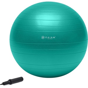 Gaiam Balance Ball Kit, Anti-Burst Stability Ball with Pump | 55cm Anti-Burst Ball | Textured Grip Surface | Air Pump Included | Core & Stability Training | Home Use(Green)