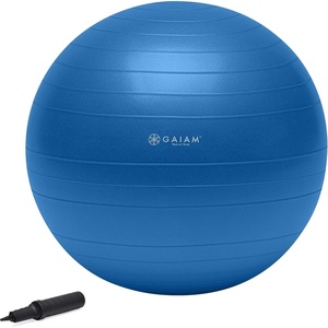 Gaiam Balance Ball Kit, Anti-Burst Stability Ball with Pump | 55cm Anti-Burst Ball | Textured Grip Surface | Air Pump Included | Core & Stability Training | Home Use(Blue)