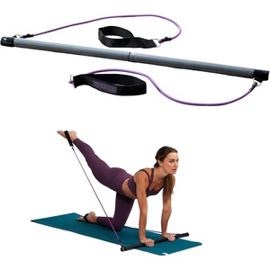 Gaiam Restore Pilates Bar Reformer Kit – Home Fitness Equipment for Total Body Workout – Includes Bar, Two 30-Inch Resistance Band Cords with Attached Foot Strap Loops – Exercise Guide Included | Pilates Bar with Resistance Cords | Home Reformer-Style Workouts | Core, Arms & Full-Body Training | Adjustable