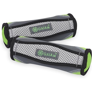 Gaiam Soft Walking Hand Weights with Strap, 4lb Set Women Men | Ergonomic Hand Strap | Soft Shell | Walking, Running & Aerobics | 2 x 2lb Weights | Low-Impact Training(Lime)