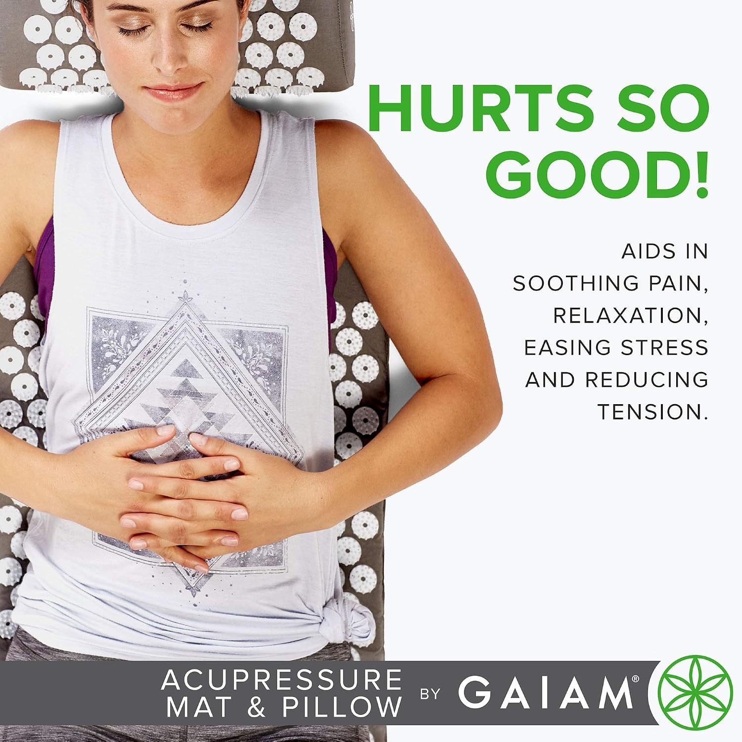 image:imageGaiam Acupressure Mat amp Pillow Set Neck Shoulder amp Back AcupunctureStyle Stimulation Neck Shoulder amp Back Tension MultiPoint Pressure Home Relaxation Use