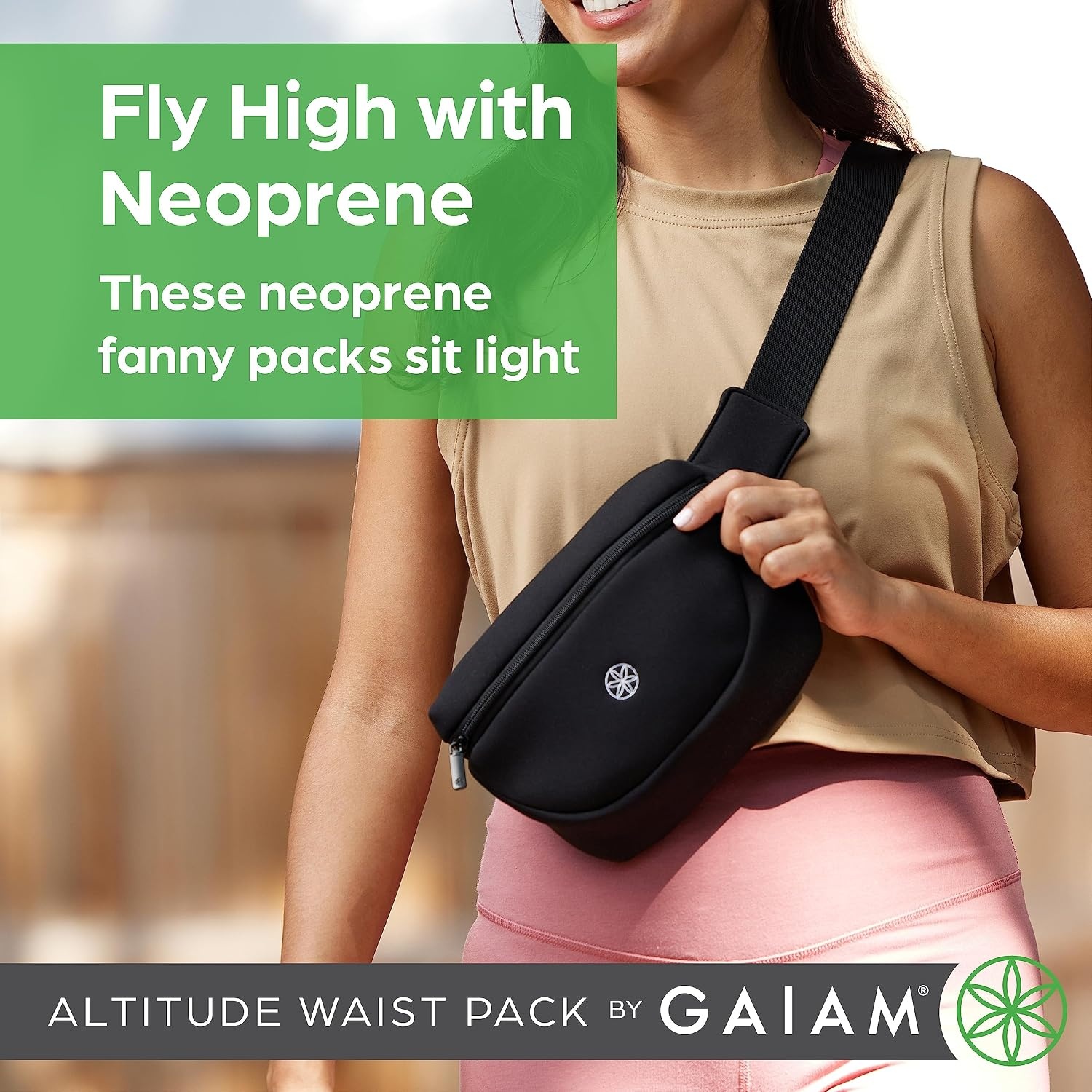 image:imageGaiam Altitude Waist Pack Storage Belt Bag for Women And Men Adjustable Belt With Lightweight Pouch For Storing EssentialsMorning Dew