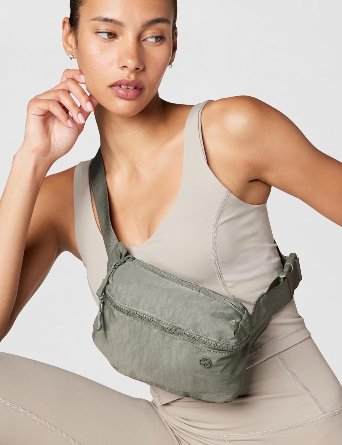 image:imageGaiam Be Free Waist Pack Lightweight Fanny Pack Light Grey Lightweight Fanny Pack WaterRepellent Nylon Adjustable Belt Running Yoga Gym amp Everyday Active CarryOlive