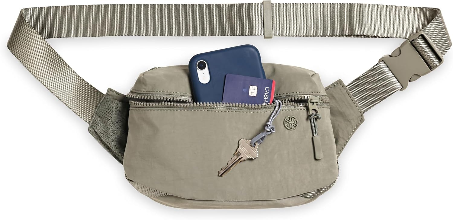 image:imageGaiam Be Free Waist Pack Lightweight Fanny Pack Light Grey Lightweight Fanny Pack WaterRepellent Nylon Adjustable Belt Running Yoga Gym amp Everyday Active CarryOlive