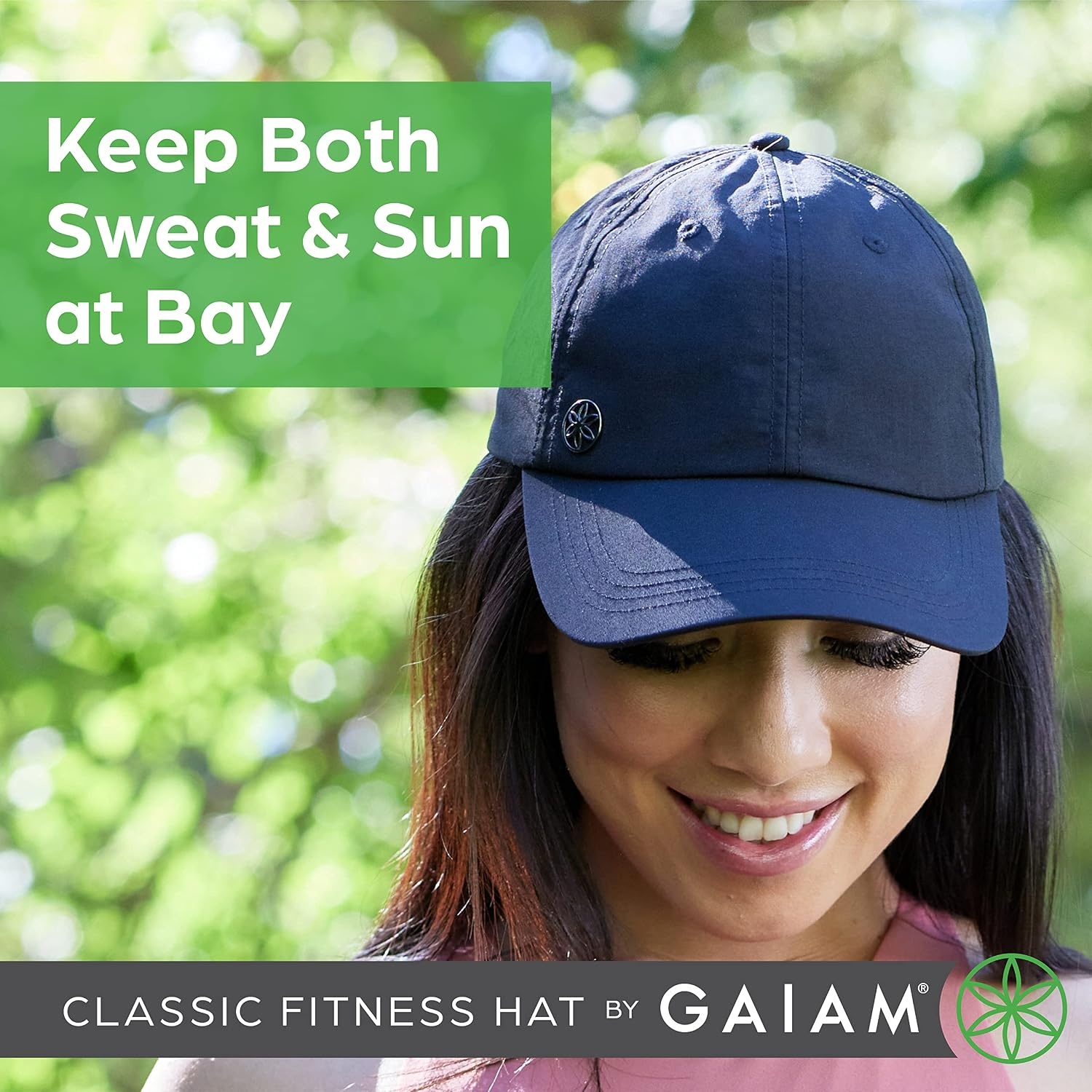 image:imageGaiam Classic Fitness Hat Ponytail Cap Women QuickDry Sweatband Ponytail Hole MoistureWicking Running Hiking amp Beach Adjustable FitLeopard Print Rose