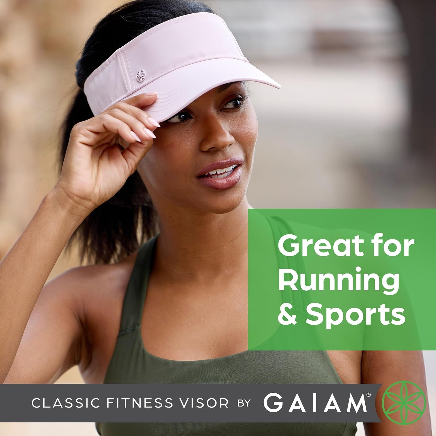 image:imageGaiam Classic Fitness Sun Visor MoistureWicking Women White OpenTop Design QuickDry Sweatband Adjustable Closure Golf Tennis amp Running MoistureWicking Women