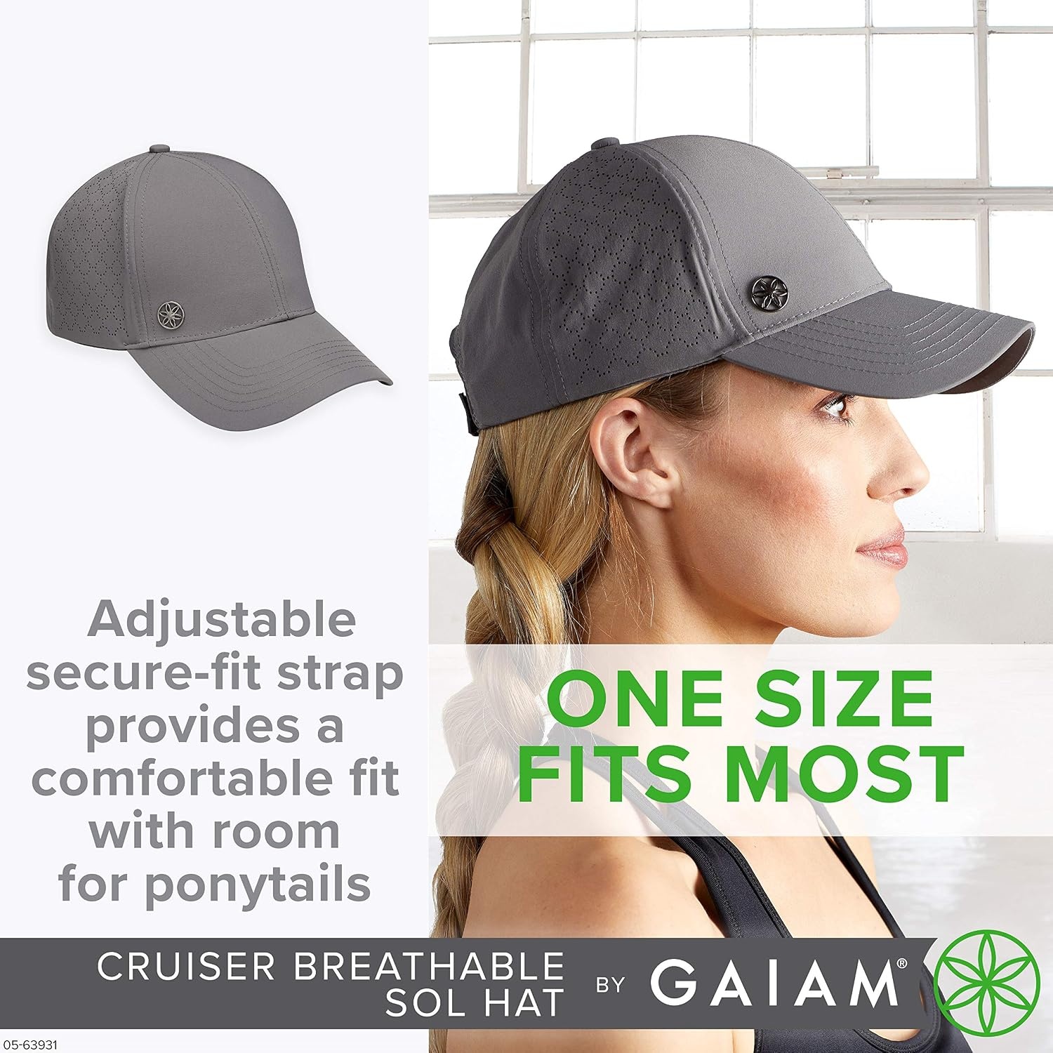 image:imageGaiam Cruiser Breathable Baseball Cap Ponytail Women Lightweight amp Breathable Ponytail Hole Adjustable Fit Running Hiking amp Workouts Womens CapDusk