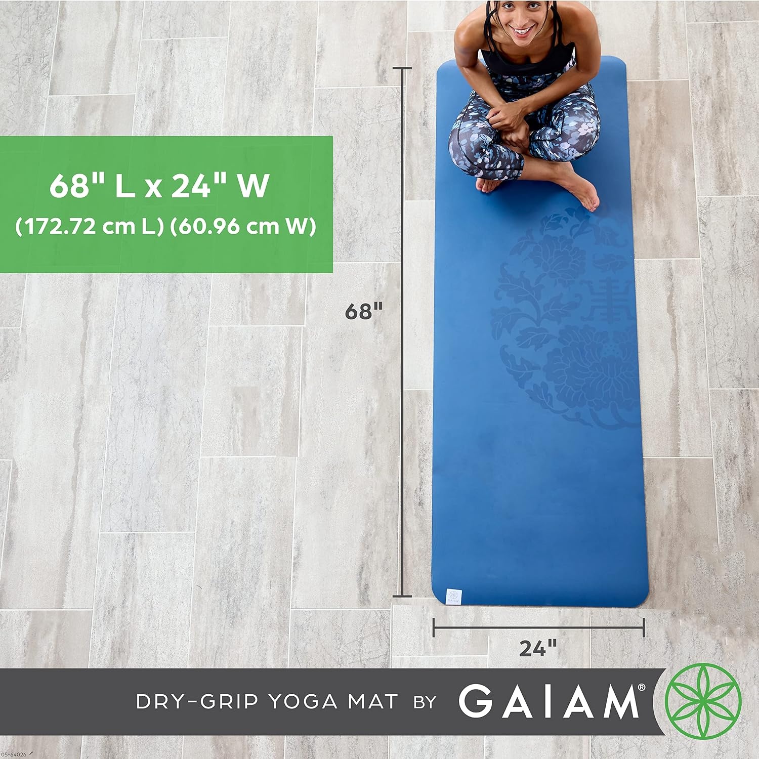 image:imageGaiam DryGrip Yoga Mat NonSlip Hot Yoga Sweatresistant drygrip surface stays nonslip even in hot yoga Cushioned support for floor workoutsPurple Standard