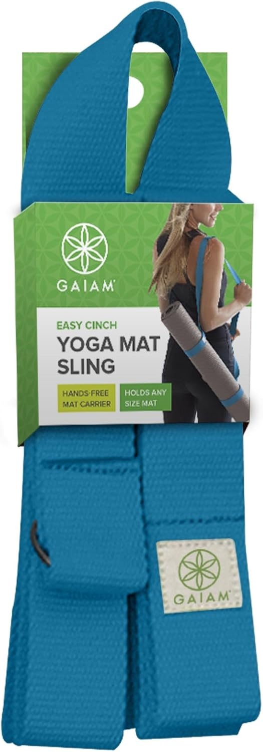 image:imageGaiam EasyCinch Yoga Mat Sling Durable Carrying Strap for Yoga Mat with Metal DRings for Secure Fit No Mat IncludedFuchsia Or Blue