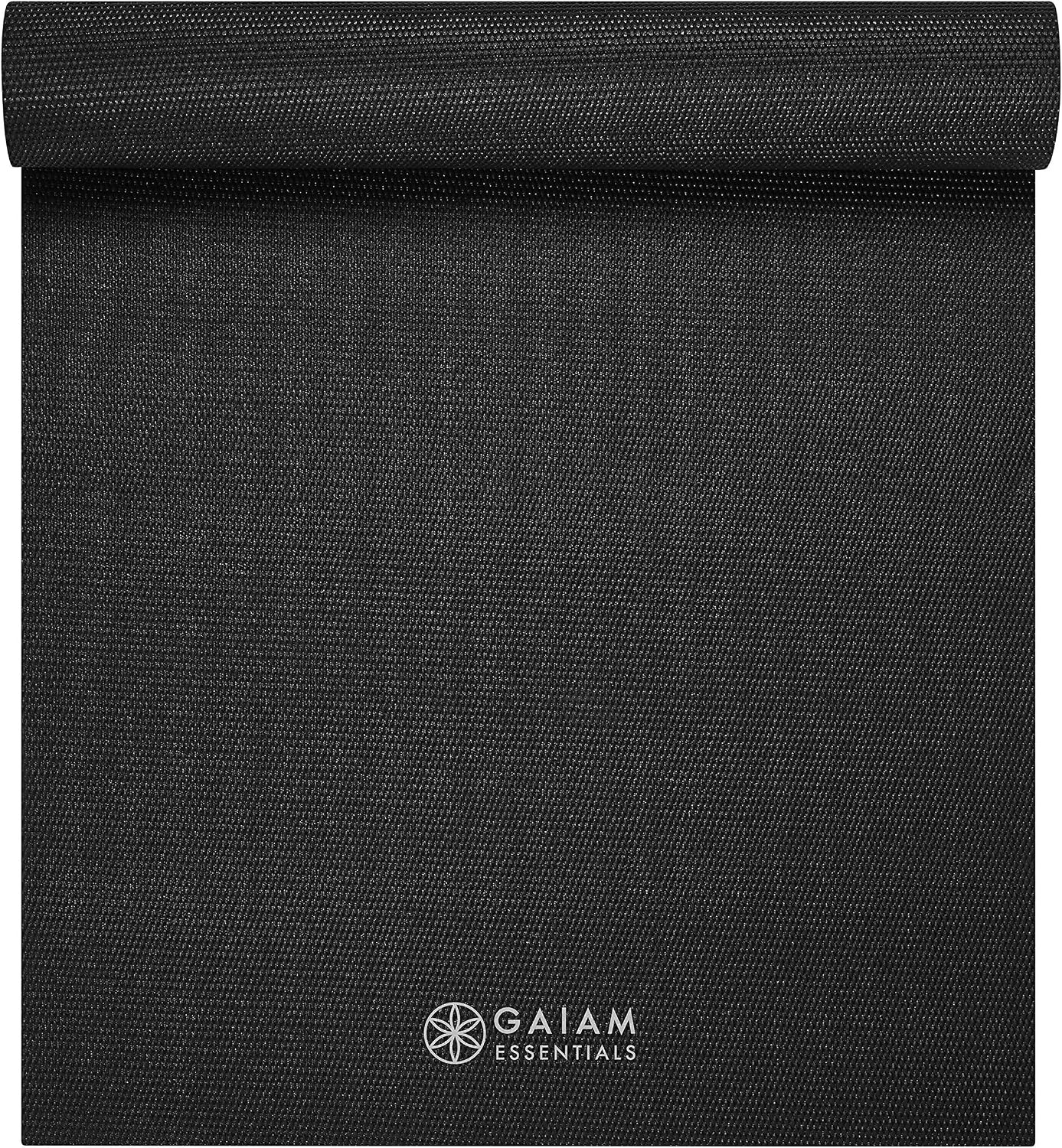image:imageGaiam Essentials 14 Thin 6mm Yoga amp Pilates Fitness amp Exercise Mat with EasyCinch Carrier Strap Cusion Support For Fitness and Gym WorkoutsBlack