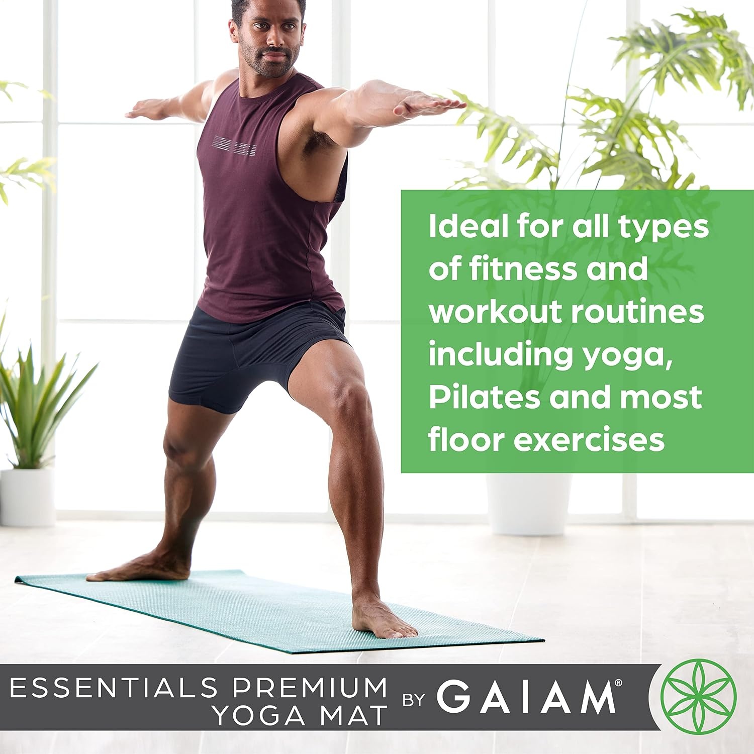 image:imageGaiam Essentials 14 Thin 6mm Yoga amp Pilates Fitness amp Exercise Mat with EasyCinch Carrier Strap Cusion Support For Fitness and Gym WorkoutsBlack