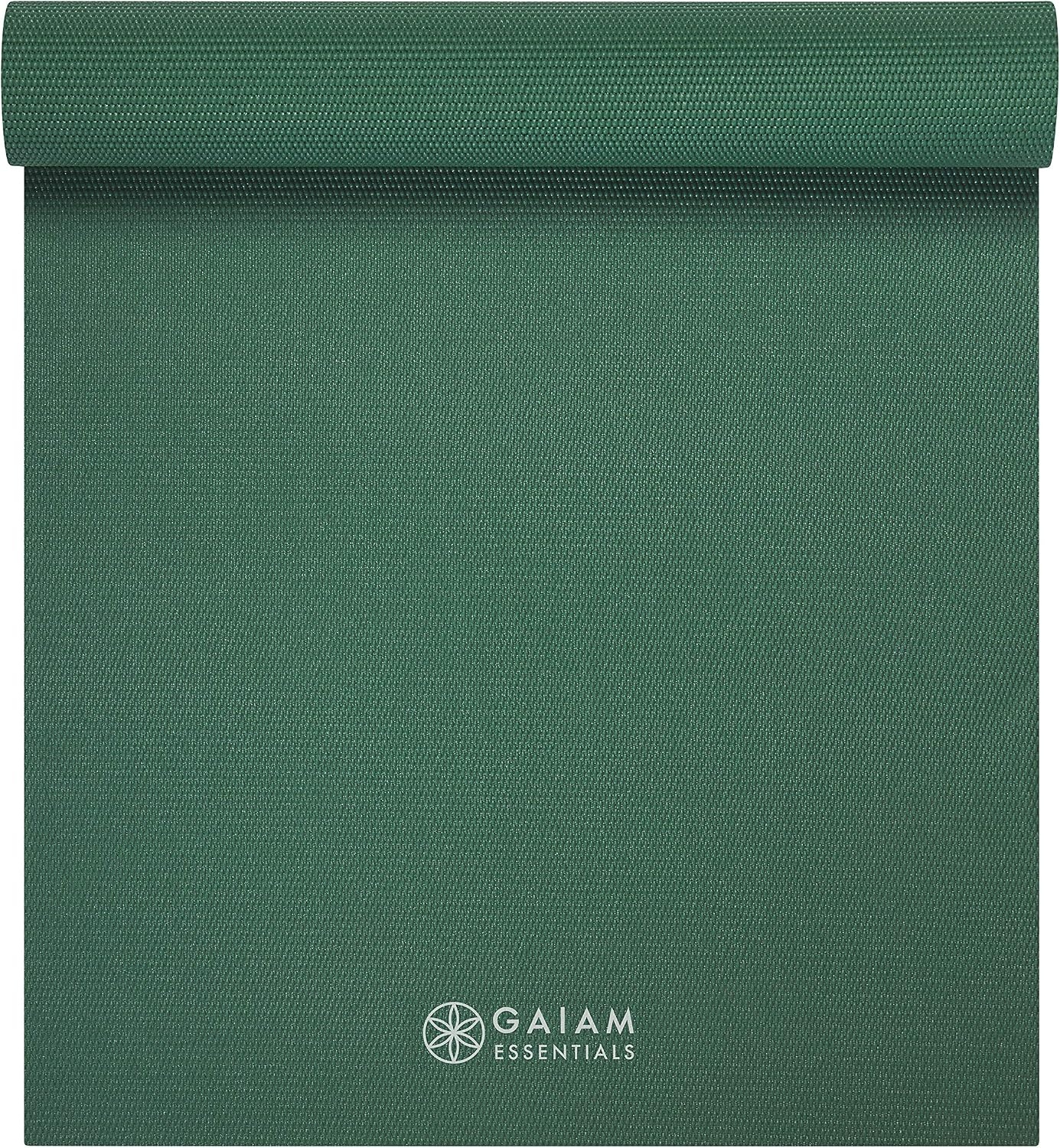 image:imageGaiam Essentials 14 Thin 6mm Yoga amp Pilates Fitness amp Exercise Mat with EasyCinch Carrier Strap Cusion Support For Fitness and Gym WorkoutsGreen