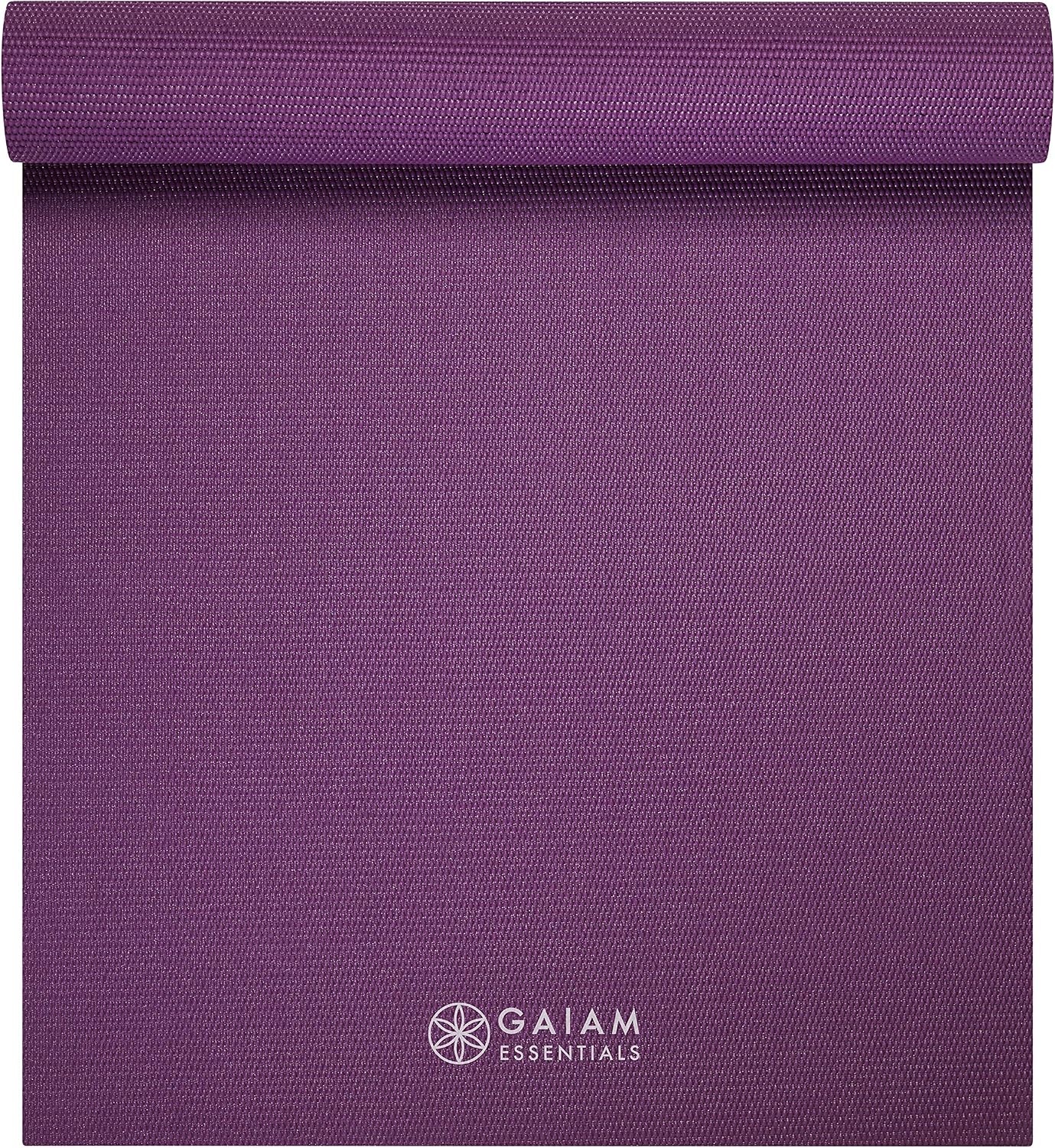image:imageGaiam Essentials 14 Thin 6mm Yoga amp Pilates Fitness amp Exercise Mat with EasyCinch Carrier Strap Cusion Support For Fitness and Gym WorkoutsPurple