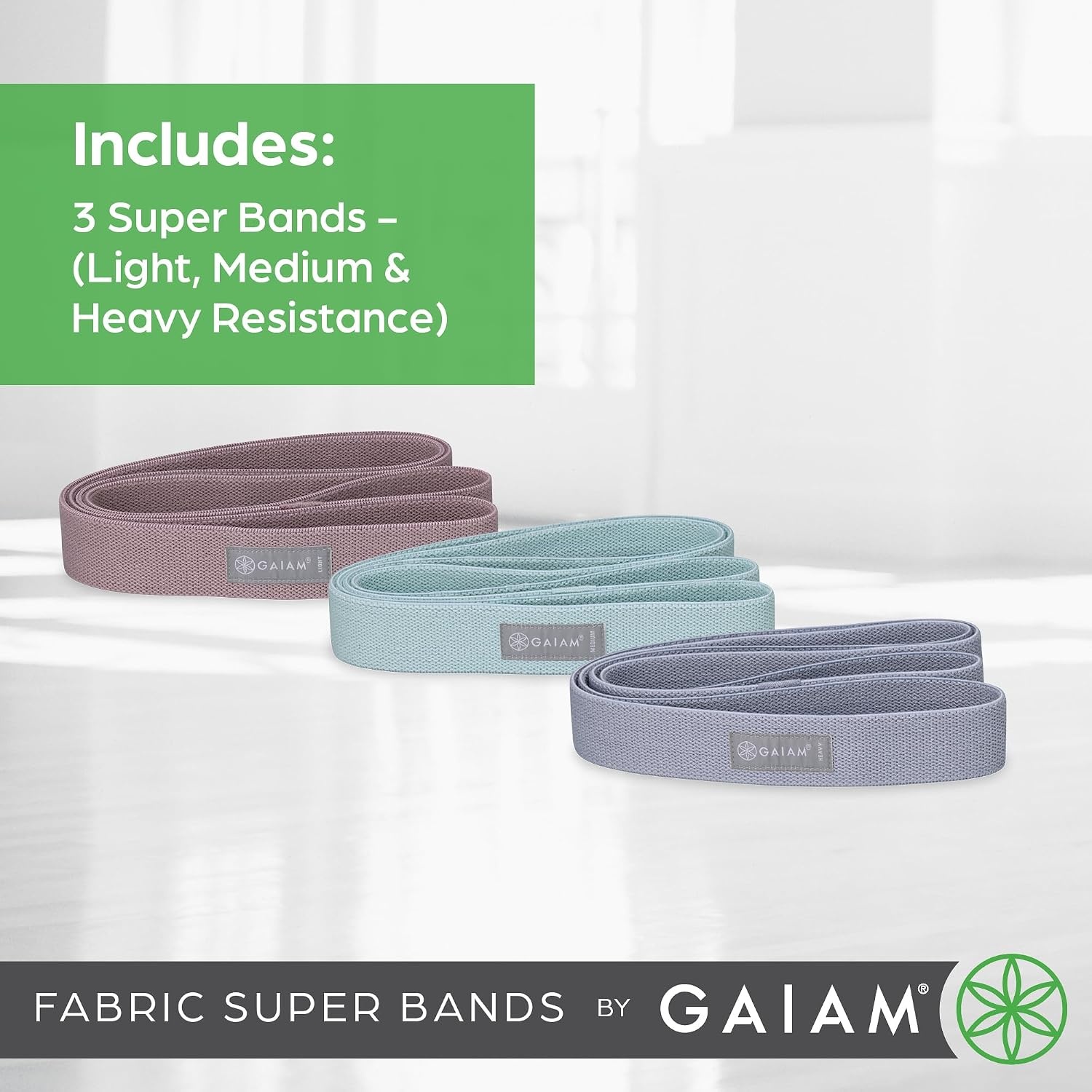 image:imageGaiam Fabric Resistance Bands 3Pack LightMediumHeavy NonSlip Fabric Construction Lower Body Glutes amp Hip Strength Light Medium amp Heavy Resistance Machine Washable