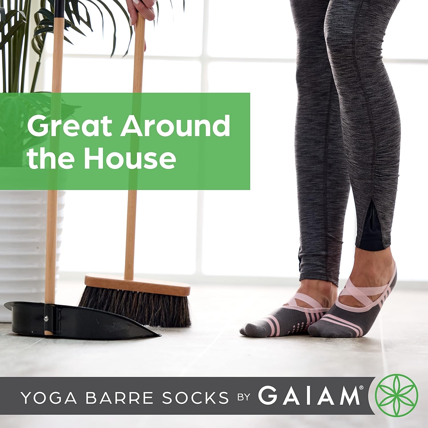image:imageGaiam Grippy Studio Yoga SocksBlackGrey 2pack