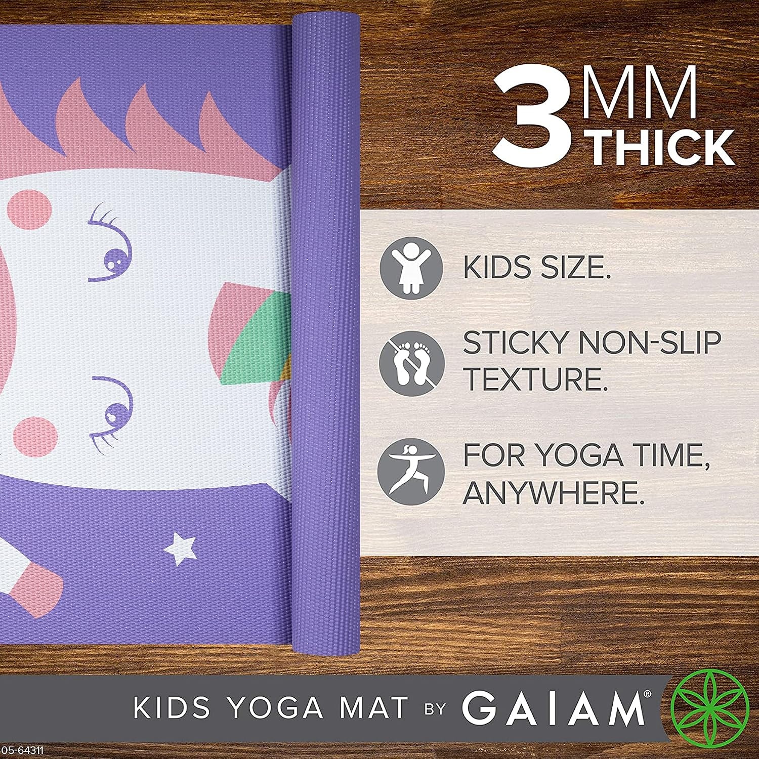 image:imageGaiam Kids Printed Yoga Mat NonToxic Fun Design 3mm Ages 58 Textured NonSlip Surface 6PFree PVC 60L x 24W Downloadable Kids Yoga ClassTwinkle Toes