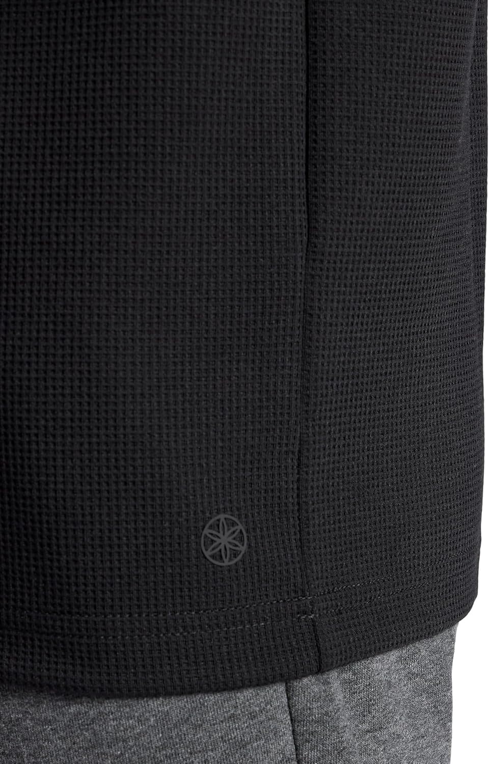 image:imageGaiam Mens Cozy amp Cool Long Sleeve Crewneck Top Standard Fit Stretch Midweight Micro Waffle Jacquard MaterialBlack