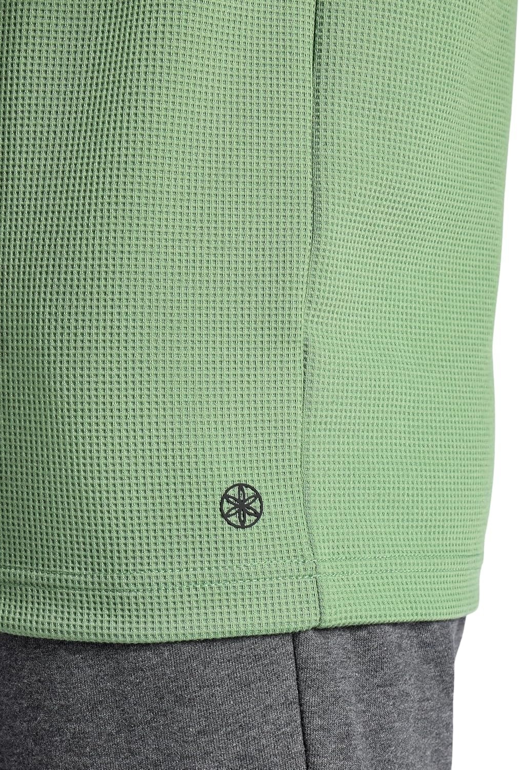 image:imageGaiam Mens Cozy amp Cool Long Sleeve Crewneck Top Standard Fit Stretch Midweight Micro Waffle Jacquard MaterialLoden Frost