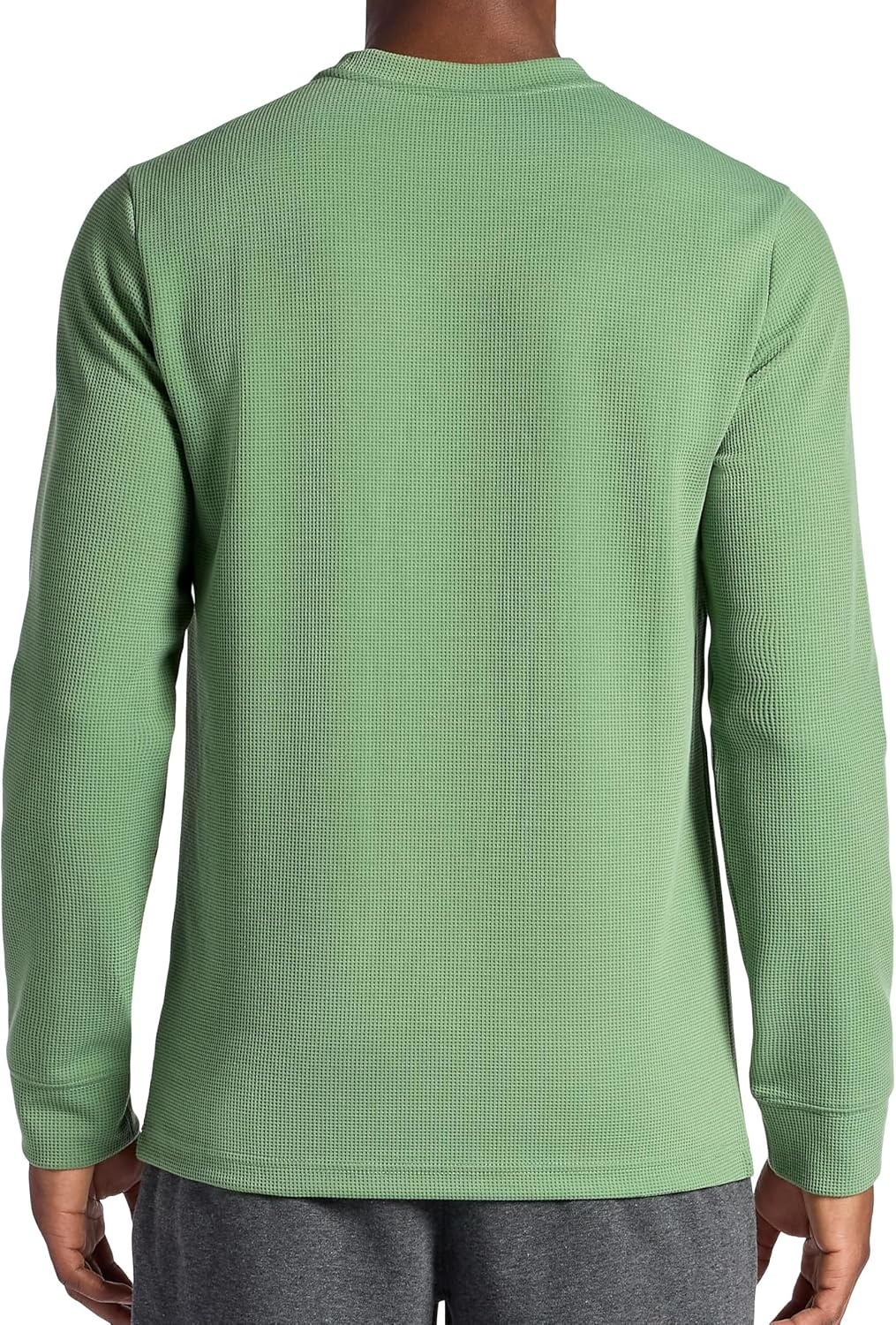 image:imageGaiam Mens Cozy amp Cool Long Sleeve Crewneck Top Standard Fit Stretch Midweight Micro Waffle Jacquard MaterialLoden Frost