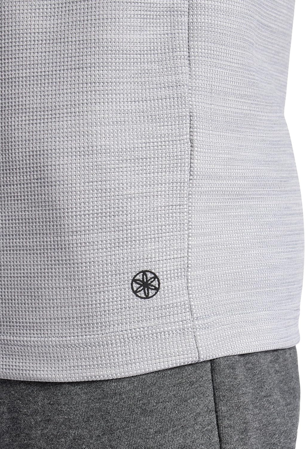 image:imageGaiam Mens Cozy amp Cool Long Sleeve Crewneck Top Standard Fit Stretch Midweight Micro Waffle Jacquard MaterialSleet Heather