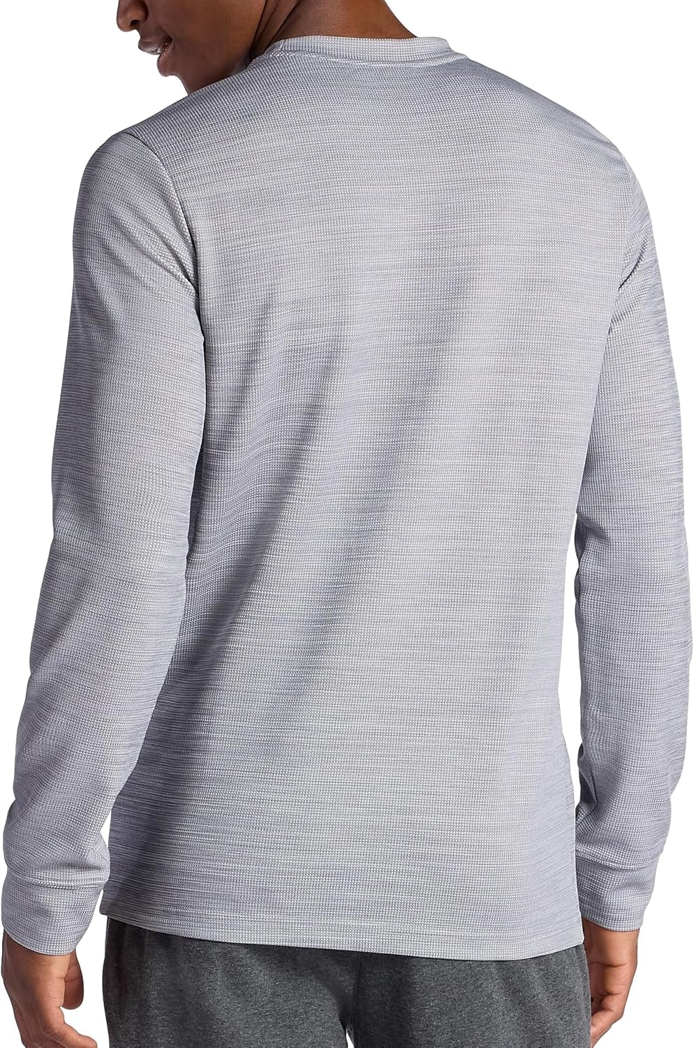image:imageGaiam Mens Cozy amp Cool Long Sleeve Crewneck Top Standard Fit Stretch Midweight Micro Waffle Jacquard MaterialSleet Heather