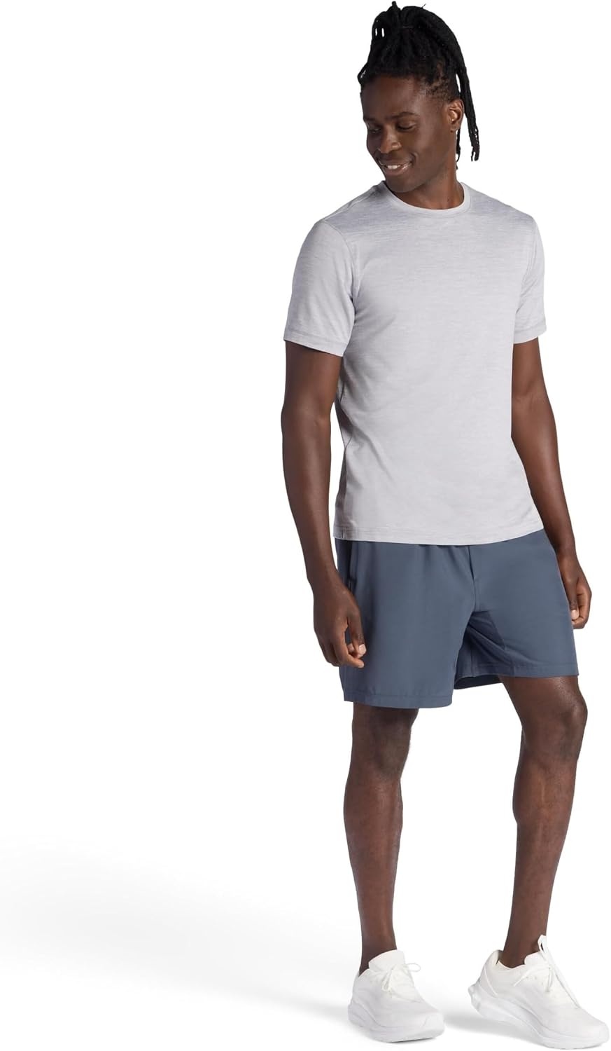 image:imageGaiam Mens Everyday Basic Crewneck Top Standard Fit Stretch Midweight MaterialSlate Heather