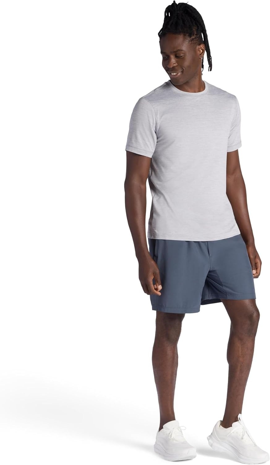 image:imageGaiam Mens Everyday Basic Crewneck Top Standard Fit Stretch Midweight MaterialSleet Heather