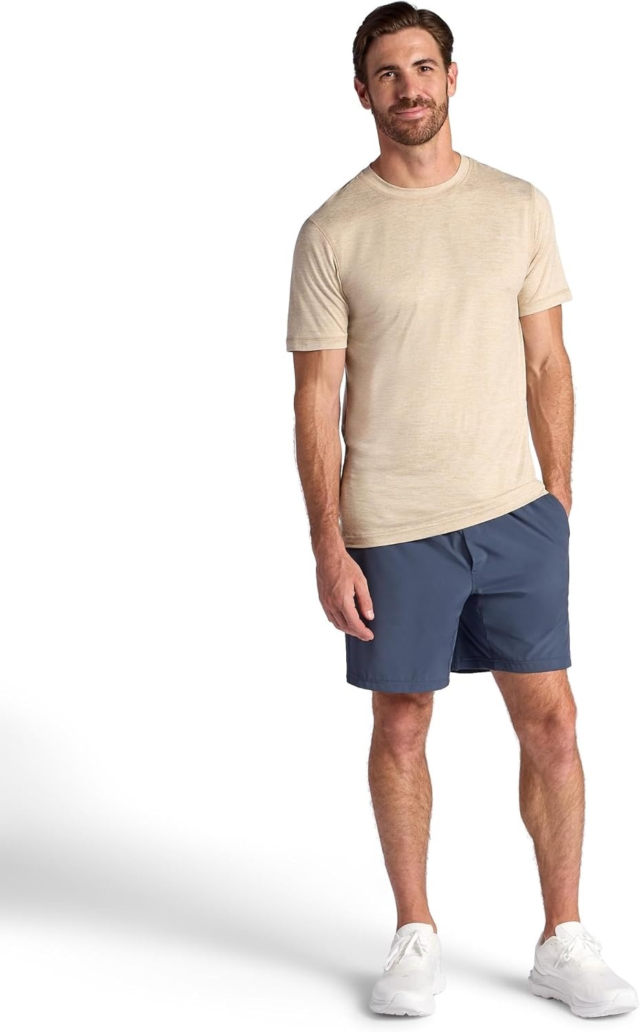 image:imageGaiam Mens Everyday Basic Crewneck Top Standard Fit Stretch Midweight MaterialTan