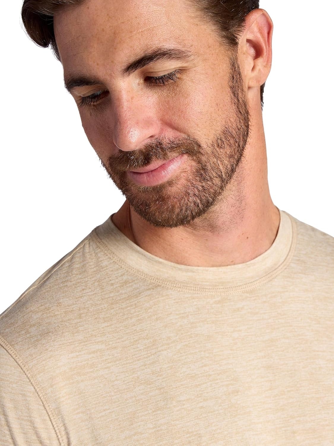 image:imageGaiam Mens Everyday Basic Crewneck Top Standard Fit Stretch Midweight MaterialTan