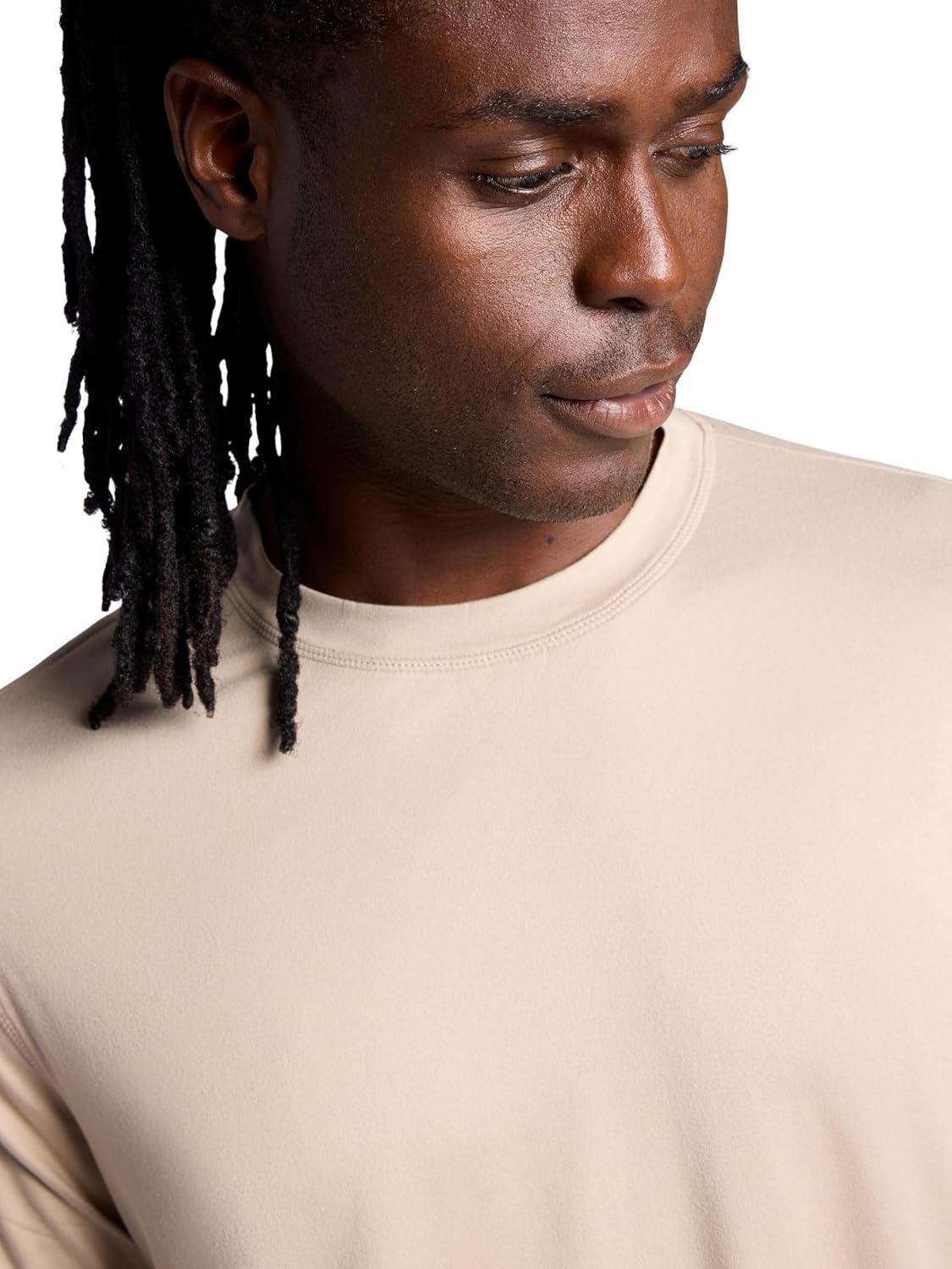 image:imageGaiam Mens Everyday Basic Crewneck Top Standard Fit Stretch Midweight MaterialWhite Pepper