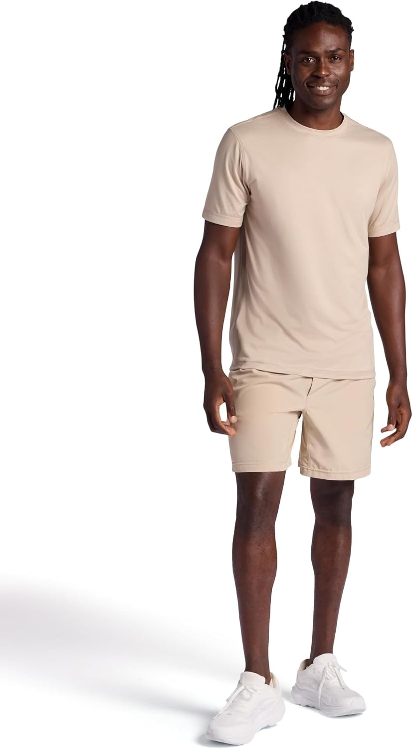 image:imageGaiam Mens Everyday Basic Crewneck Top Standard Fit Stretch Midweight MaterialWhite Pepper