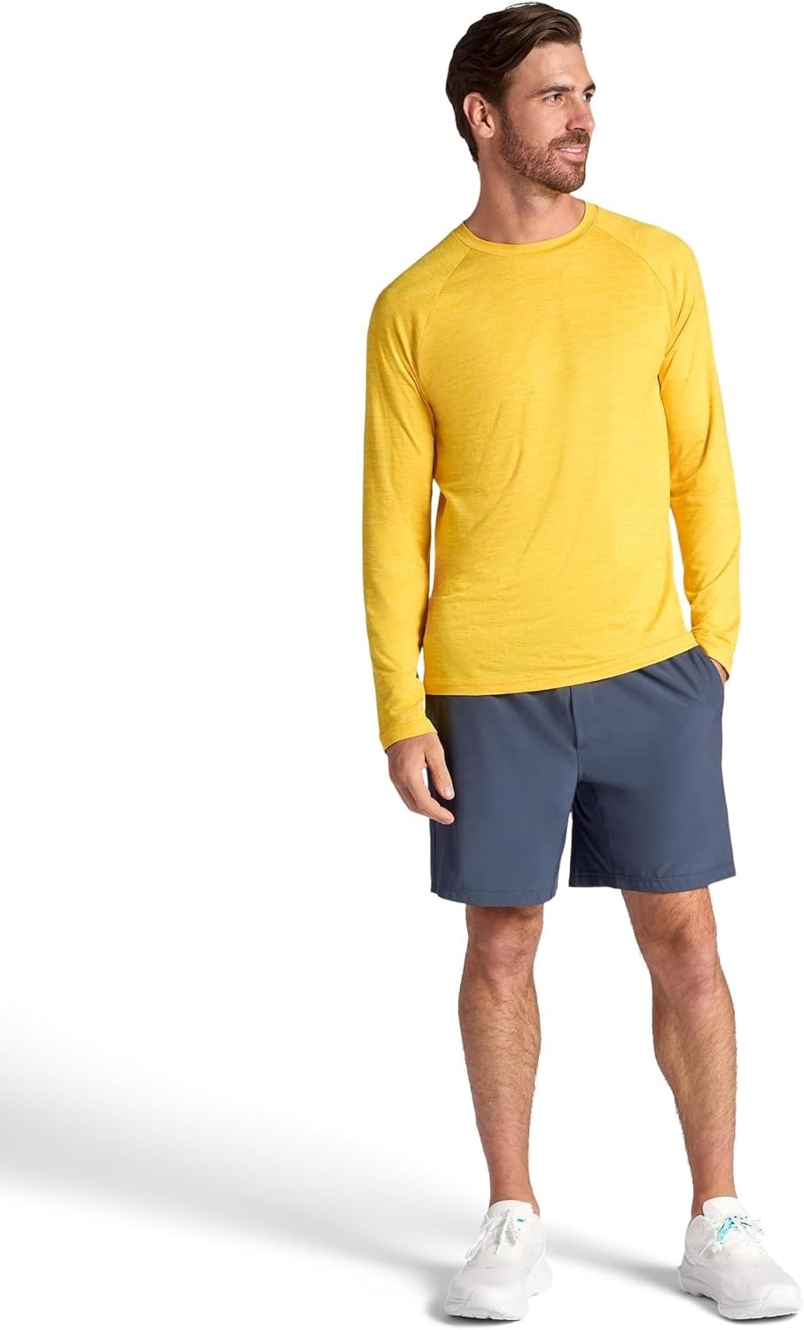 image:imageGaiam Mens Everyday Basic Long Sleeve Crewneck Top Standard Fit Stretch Midweight MaterialCourt Heather